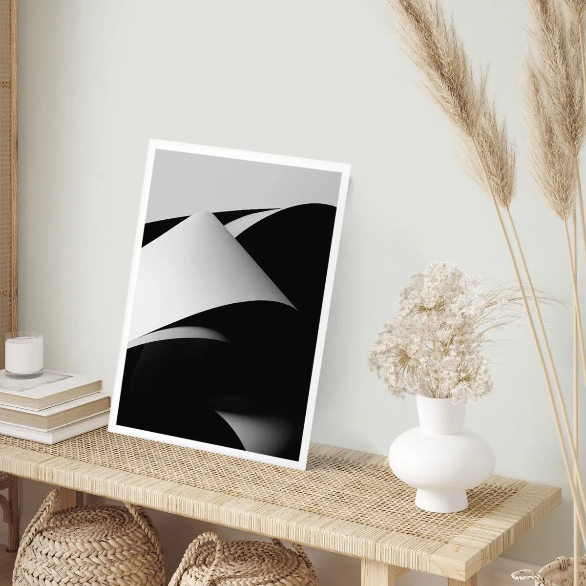 Plakat - Minimalistyczna abstrakcja w czerni i bieli - 50x70cm - Płaszczyzny światła z głębi cienia - Nowoczesna dekoracja ścienna do salonu, kuchni i sypialni ARTTOR