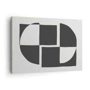 Obraz na płótnie - Abstrakcyjne kształty geometryczne w czerni i bieli - 70x50cm - Antyteza – synteza - Nowoczesna dekoracja ścienna do salonu i sypialni ARTTOR