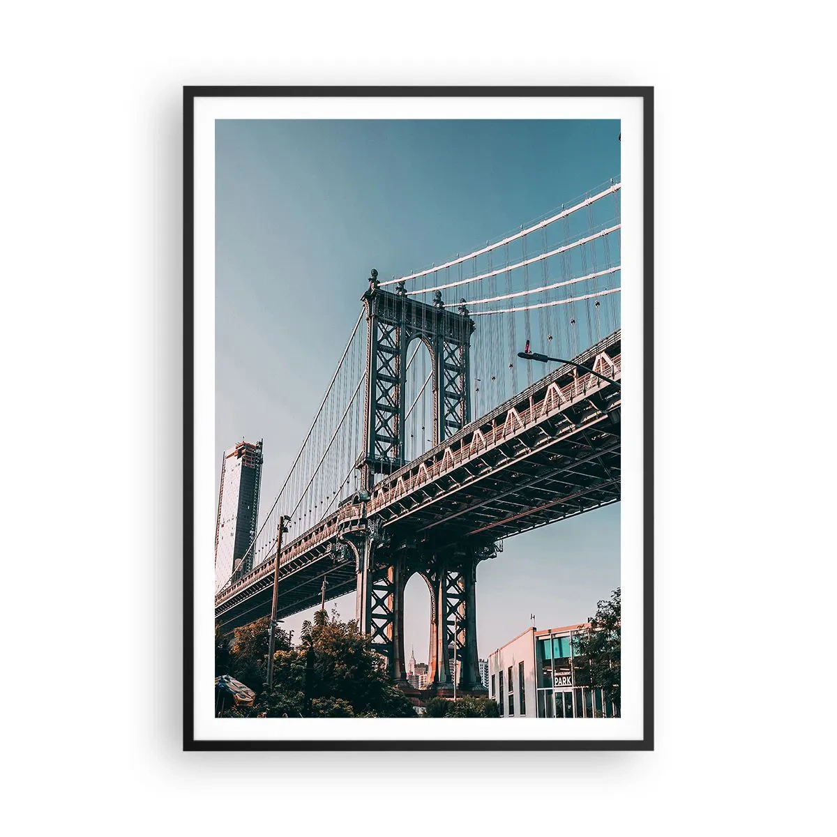 Plakat w czarnej ramie - Nad falami miasta - 70x100 cm