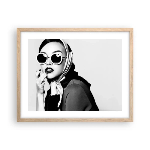 Plakat w ramie jasny dąb - Pozdrowienia z lat 60. - 50x40 cm