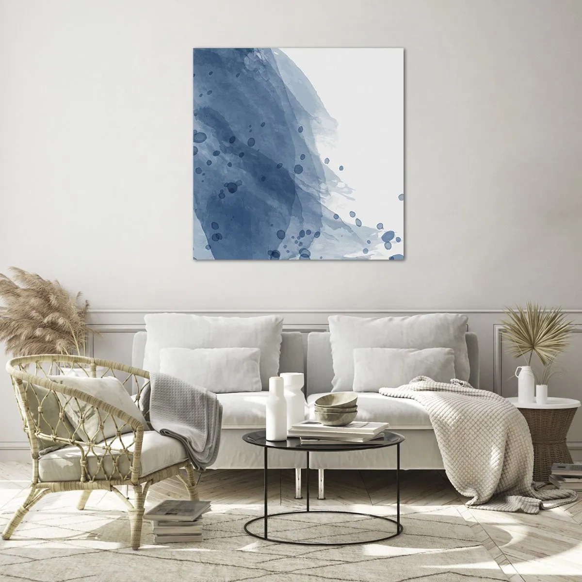 Obraz na szkle - Niebieski tiul - 60x60 cm