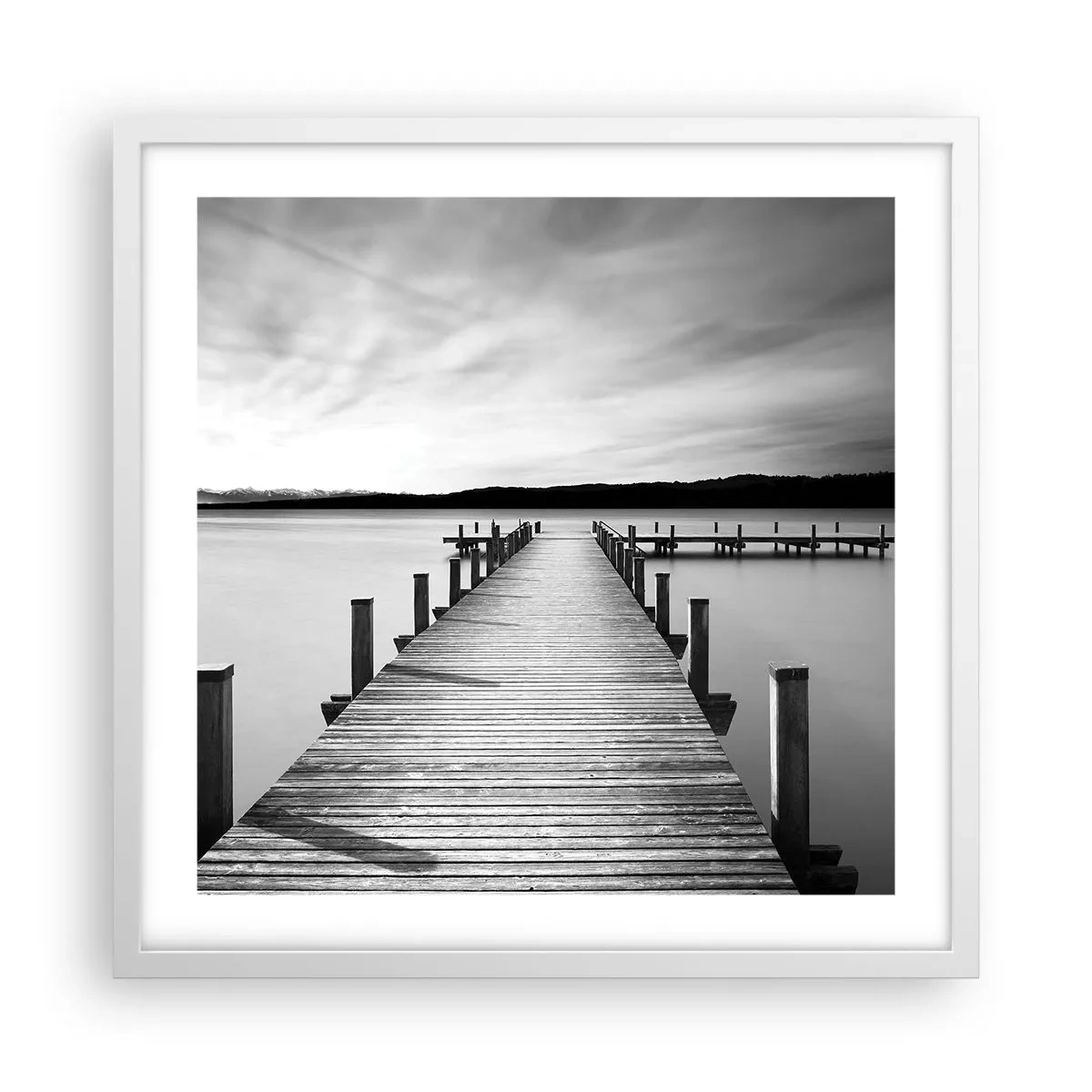 Plakat w białej ramie - U wodopoju – spokoju - 50x50 cm