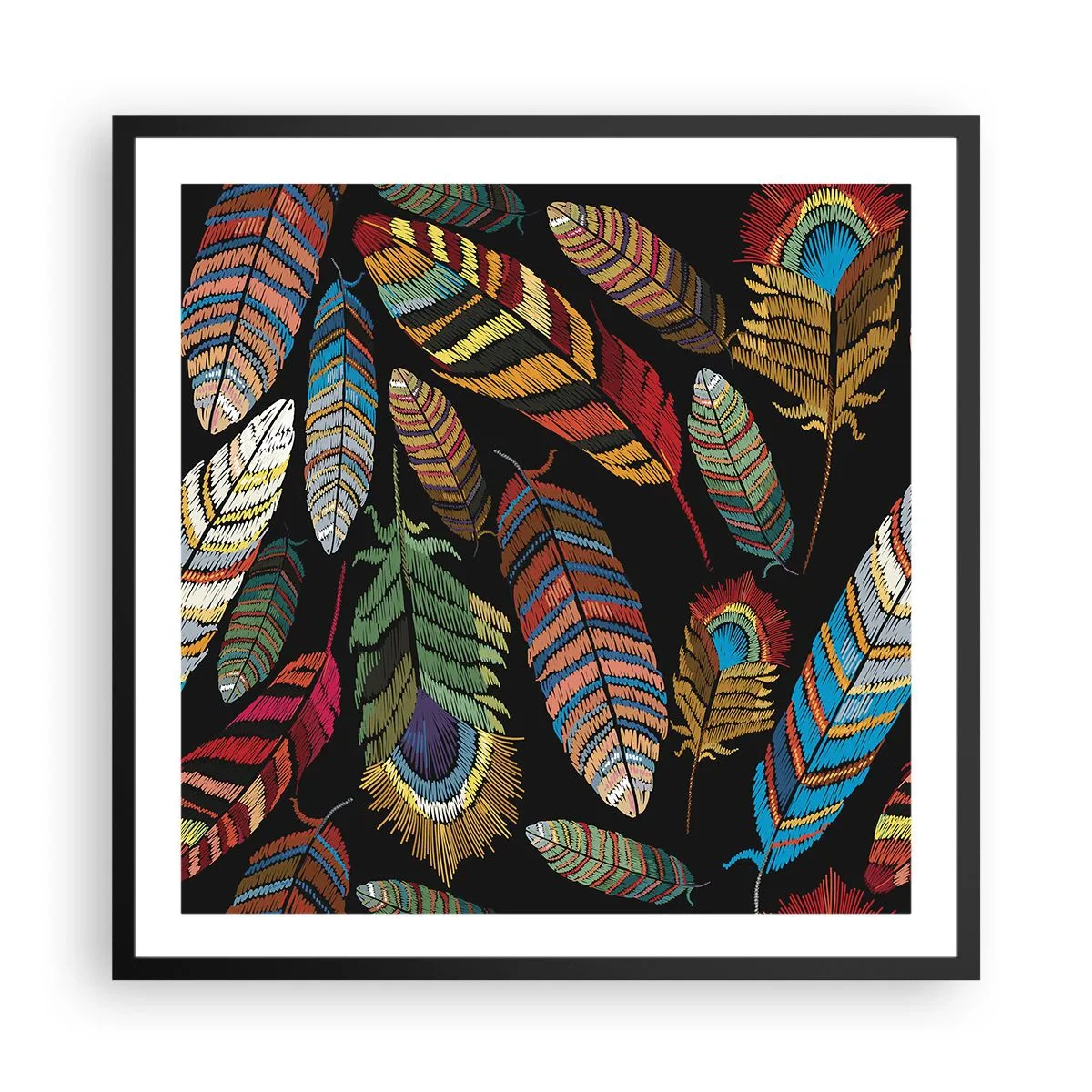 Plakat w czarnej ramie - Ptasi karnawał - 60x60 cm