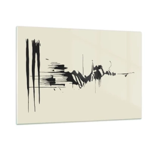Obraz na szkle - Czarne dynamiczne linie i plamy na jasnym tle w abstrakcyjnym stylu - 120x80cm - Abstrakcja pośpieszna - Nowoczesna dekoracja ścienna do salonu, kuchni i sypialni ARTTOR