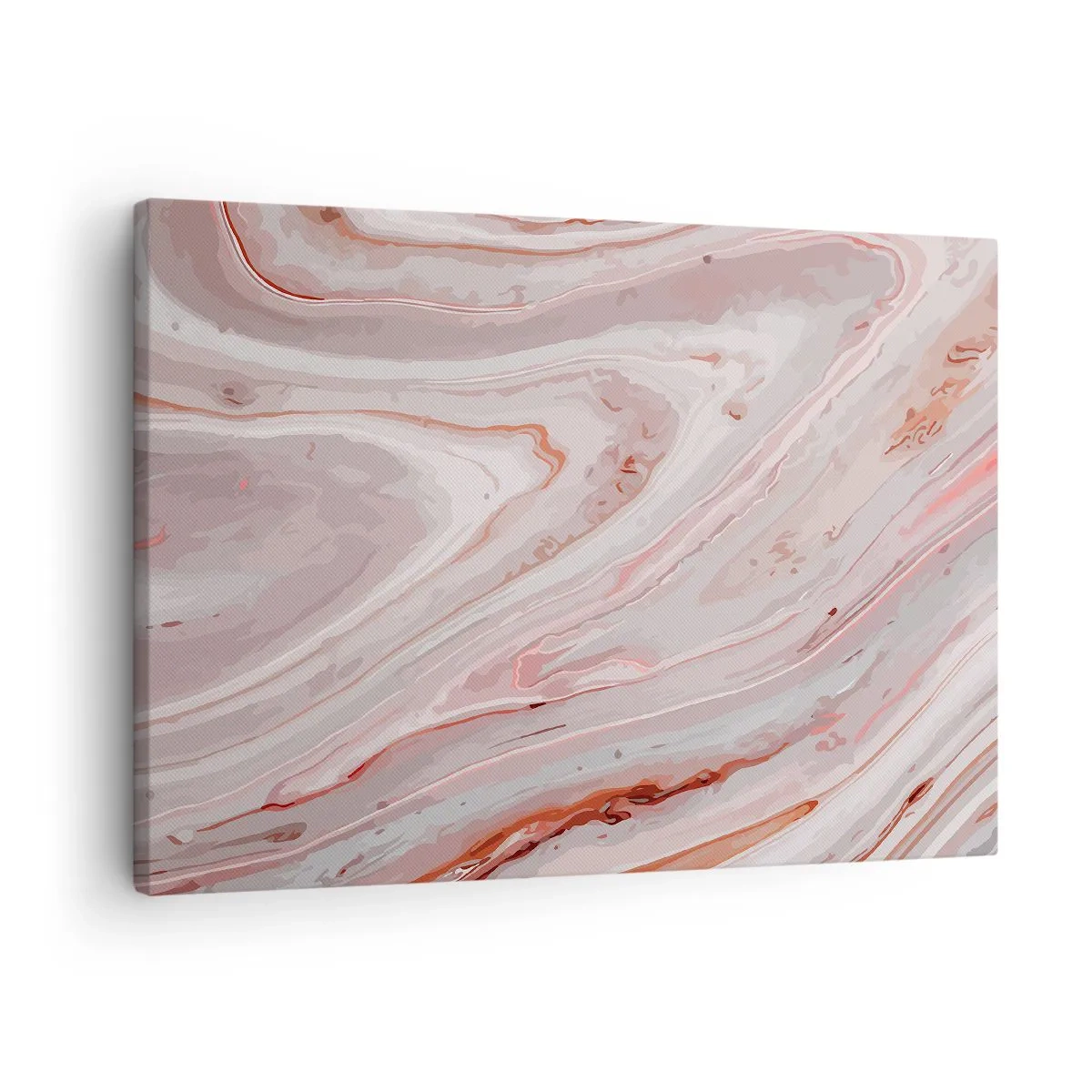 Obraz na płótnie - Abstrakcyjne fale w delikatnych odcieniach różu i beżu - 70x50cm - Różowy w płynie - Nowoczesna dekoracja ścienna do salonu i sypialni ARTTOR
