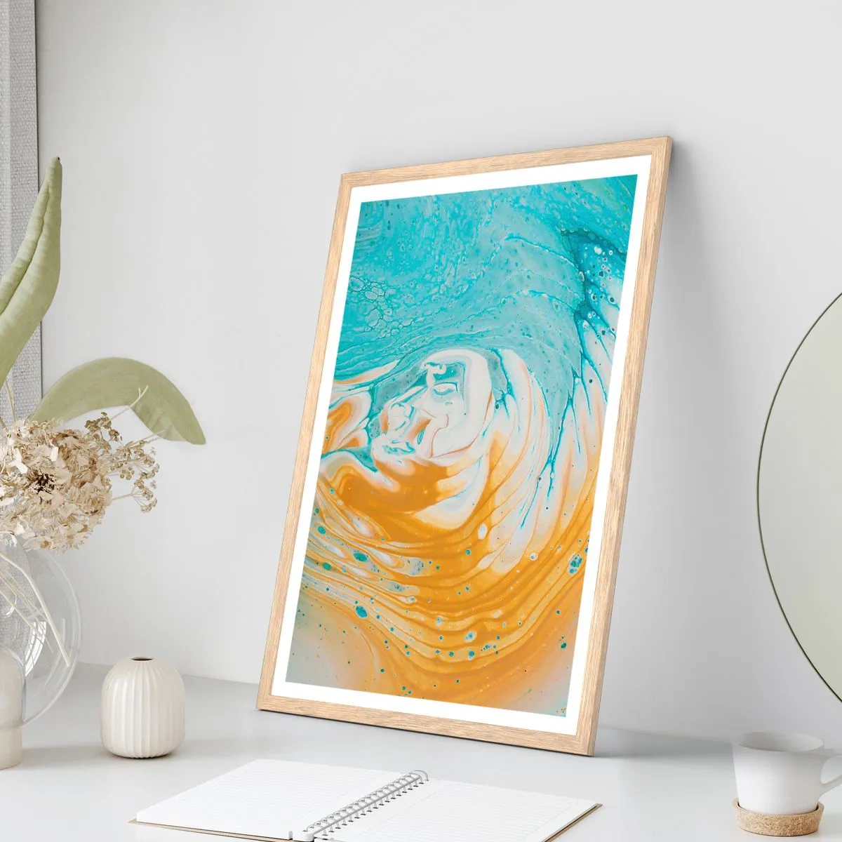 Plakat w ramie jasny dąb - Pastelowy wir - 30x40 cm