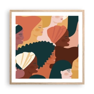 Plakat w ramie jasny dąb - Tylko kobiecość - 60x60 cm