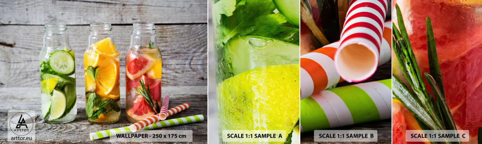 Fototapeta Próbka Standard Eco - Zdrowe z natury - Gastronomia, Owocowy Napój, Owoce - 100x30 cm