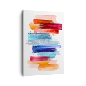 Obraz na płótnie - Abstrakcyjne kolorowe pociągnięcia pędzla - 50x70cm - W górę i w dół  - Nowoczesna dekoracja ścienna do salonu, kuchni i sypialni ARTTOR