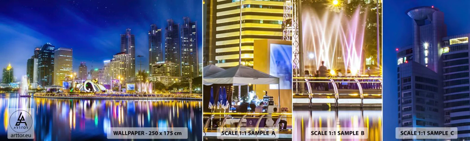 Fototapeta Próbka Standard Eco - Tęczowa noc metropolii - Miasto, Bangkok, Architektura - 100x30 cm