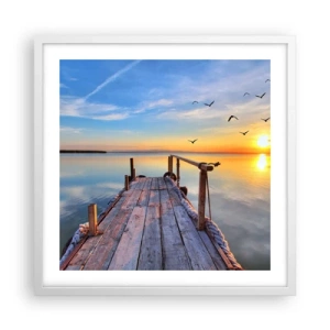 Plakat w białej ramie - Iść przed siebie ku słońcu - 50x50 cm