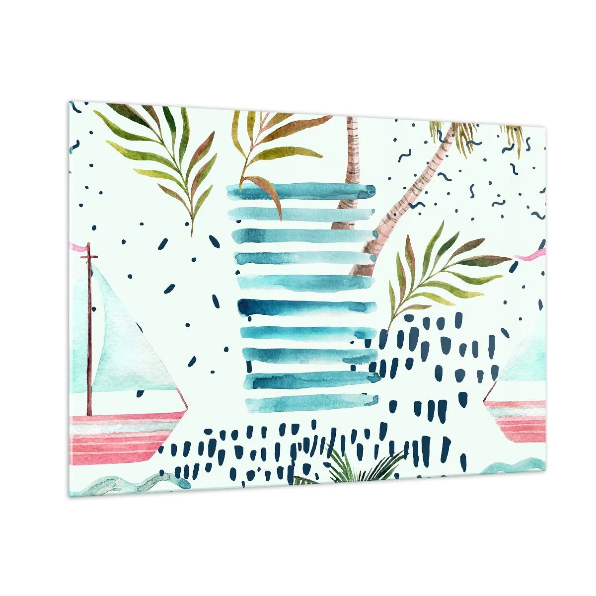 Obraz na szkle - Wakacje pod palmami - 100x70cm - Wakacje pod palmami - Nowoczesna dekoracja ścienna do salonu, kuchni i sypialni ARTTOR