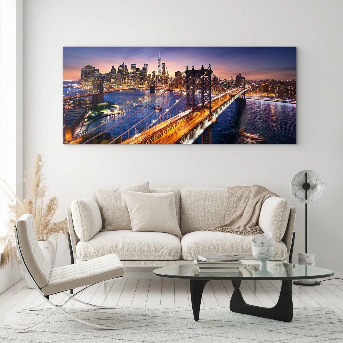 Obraz na szkle - Świetlistym mostem do serca miasta - 100x40 cm
