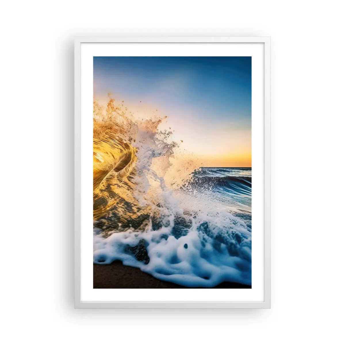 Plakat w białej ramie - Zabawa na piasku - 50x70 cm