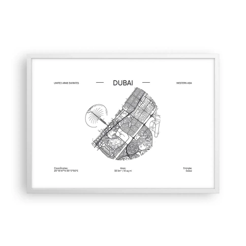 Plakat w białej ramie - Anatomia Dubaju - 70x50 cm