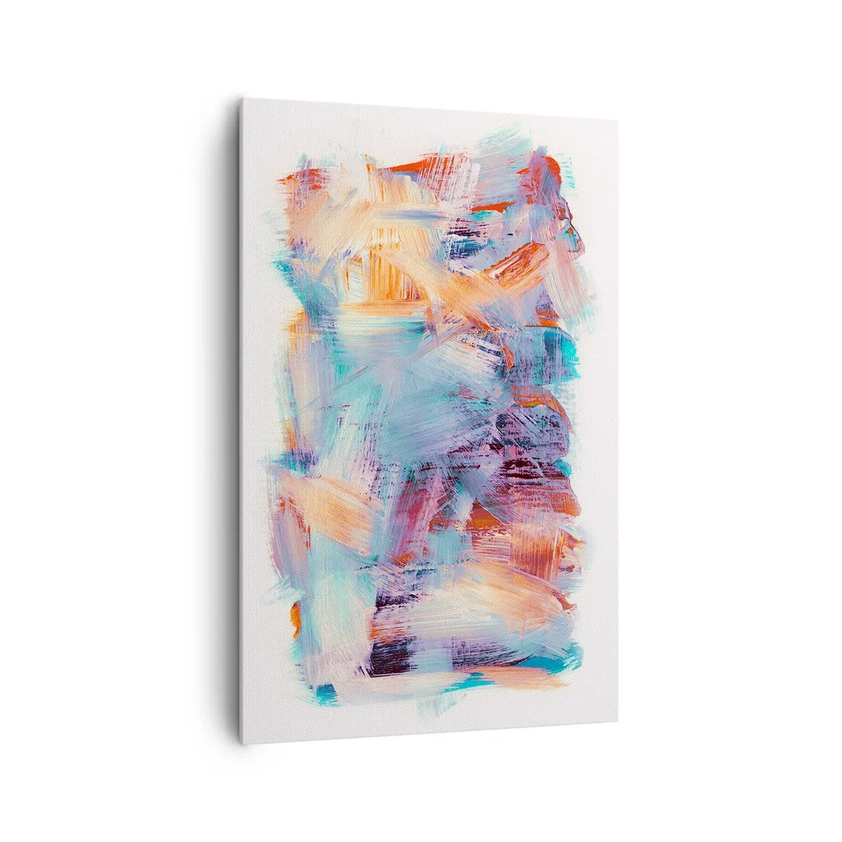 Obraz na płótnie - Kolorowe pociągnięcia pędzla w abstrakcyjnej kompozycji - 80x120cm - Kolorowy bałagan - Nowoczesna dekoracja ścienna do salonu i sypialni ARTTOR