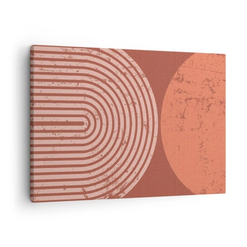 Obraz na płótnie - Geometryczne wzory w odcieniach terrakoty na vintage tle - 70x50cm - Bliska relacja - Nowoczesna dekoracja ścienna do salonu i sypialni ARTTOR