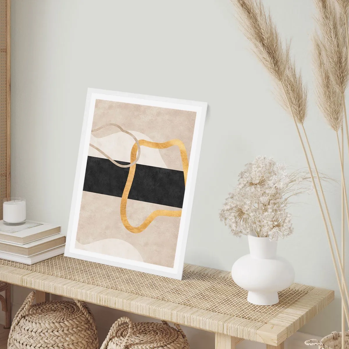 Plakat w białej ramie - Kształty zapętlone - 30x40 cm