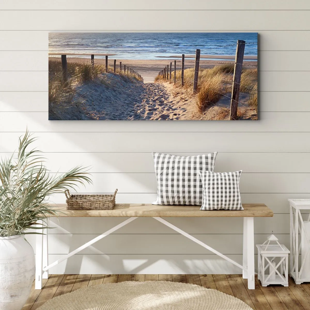 Obraz na płótnie - Morza szum, ptaków śpiew, dzika plaża pośród traw… - 100x40 cm