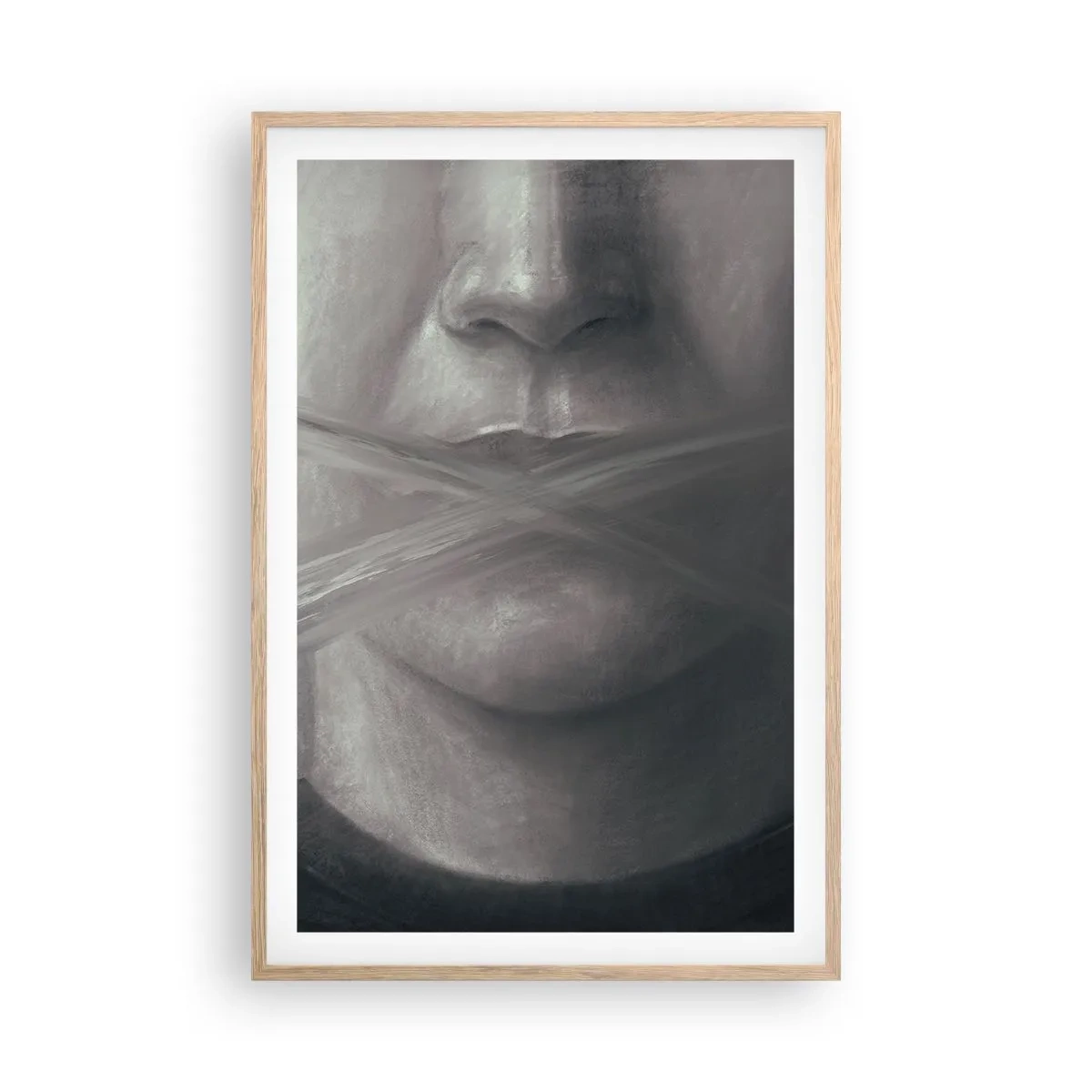 Plakat w ramie jasny dąb - Ani słowa - 61x91 cm