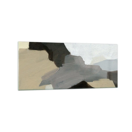 Obraz na szkle - Abstrakcyjne formy w odcieniach beżu, brązu i szarości - 120x50cm - Abstrakcja: rozstaje szarości - Nowoczesna dekoracja ścienna do salonu i sypialni ARTTOR