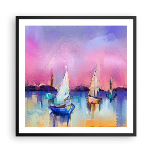 Plakat w czarnej ramie - Kierunek: szerokie wody - 60x60 cm