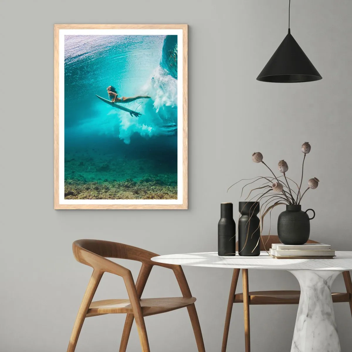 Plakat w ramie jasny dąb - Podwodny świat - 61x91 cm