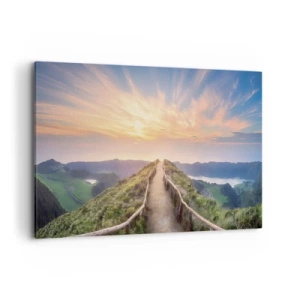 Obraz na płótnie - Malownicza ścieżka na wzgórzu z widokiem na zachód słońca - 120x80cm - Blisko nieba - Nowoczesna dekoracja ścienna do salonu, kuchni i sypialni ARTTOR