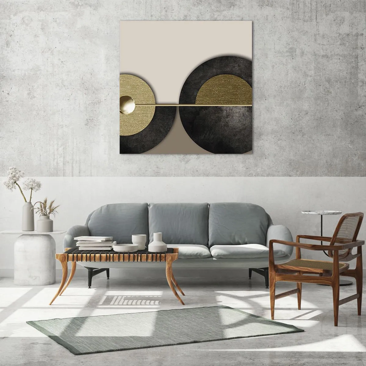 Obraz na szkle - Wariacje wokół koła - 60x60 cm