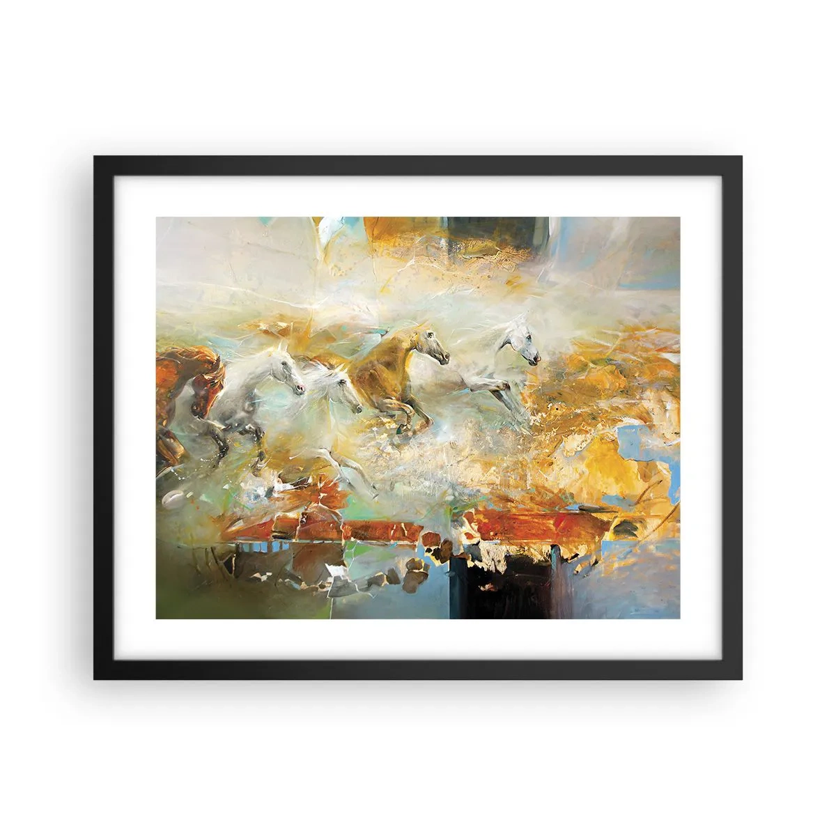 Plakat w czarnej ramie - Galopem przez światło - 50x40 cm
