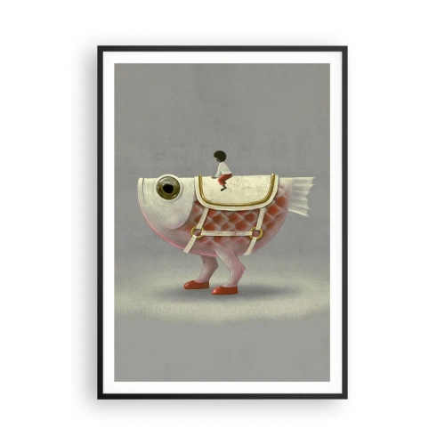 Plakat w czarnej ramie - Ryboński jeździec - 70x100 cm