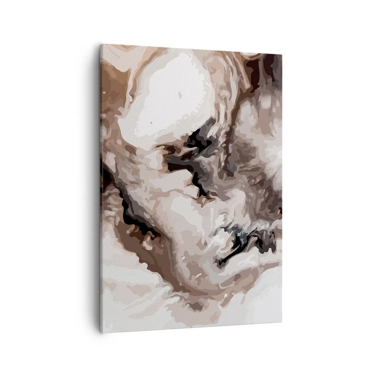 Obraz na płótnie - Abstrakcyjna grafika śpiącego psa w ciepłych barwach - 50x70cm - Narodziny galaktyki - Nowoczesna dekoracja ścienna do salonu, kuchni i sypialni ARTTOR