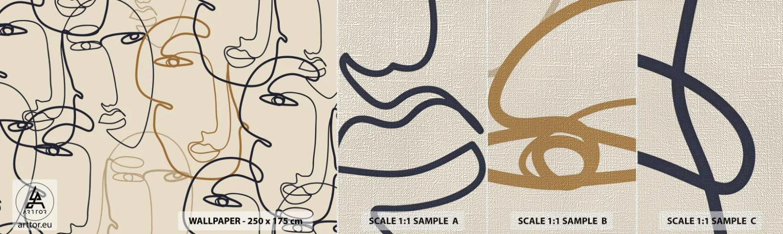 Fototapeta Próbka Premium Canvas - Portret zwielokrotniony - Abstrakcja, Twarz, Grafika - 100x30 cm