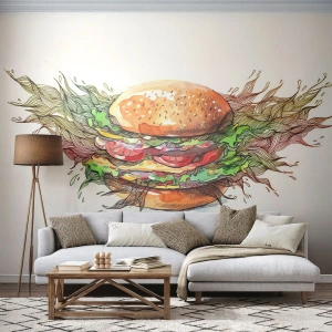 Fototapeta Standard Eco - Gorąca pokusa - Gastronomia, Hamburger, Kulinaria - 350x256 cm