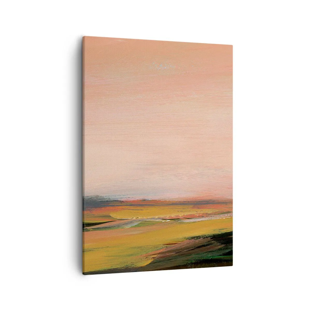 Obraz na płótnie - Abstrakcyjna kompozycja z odcieniami różu, beżu i zieleni - 50x70cm - W różowej tonacji - Nowoczesna dekoracja ścienna do salonu, kuchni i sypialni ARTTOR