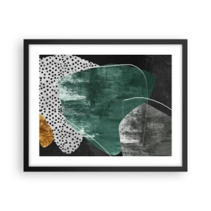 Plakat w czarnej ramie - Barwna abstrakcja z płatkiem złota - 50x40 cm