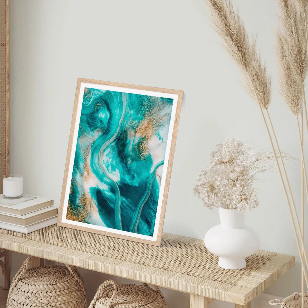 Plakat w ramie jasny dąb - Rzeka złota - 70x100 cm