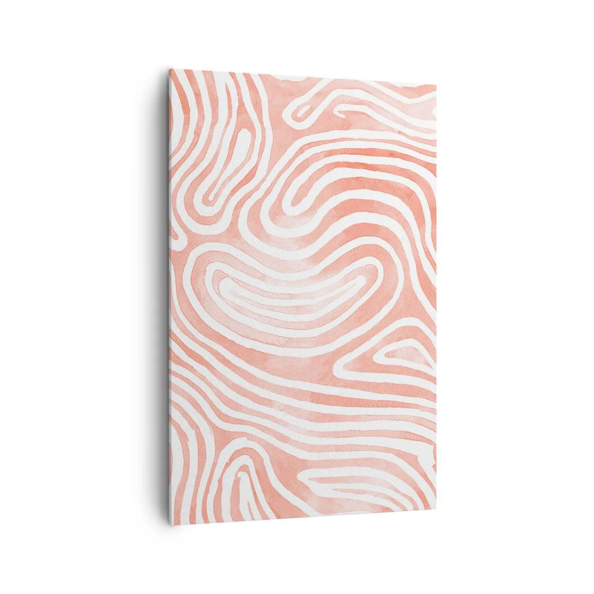Obraz na płótnie - Abstrakcyjny wzór w odcieniach różu i bieli - 80x120cm - W koralowym labiryncie - Nowoczesna dekoracja ścienna do salonu i sypialni ARTTOR
