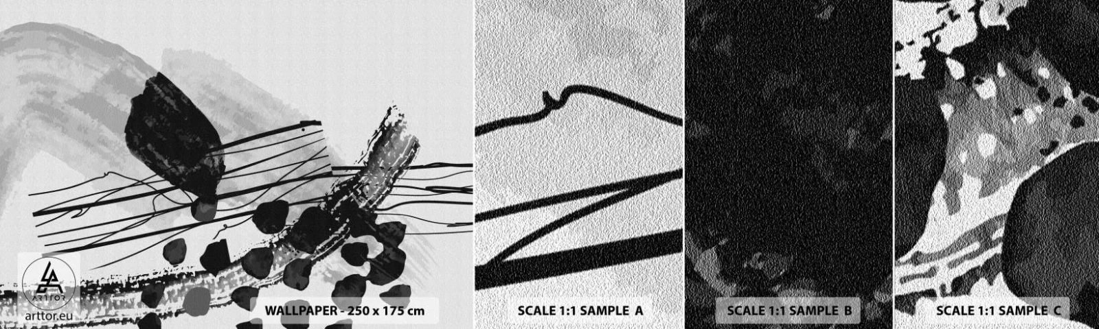 Fototapeta Próbka Standard Eco - Czarno-biała abstrakcja organiczna - Abstrakcja, Nowoczesny, Sztuka - 100x30 cm