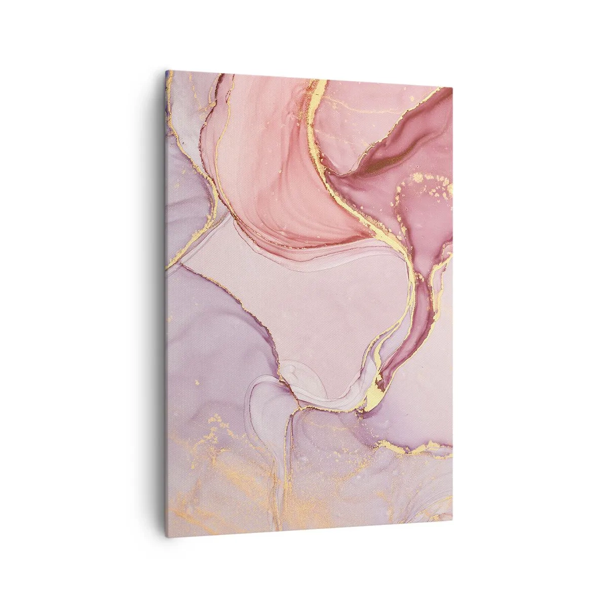 Obraz na płótnie - Delikatne abstrakcyjne wzory w odcieniach różu i złota - 70x100cm - Pieszczota barw - Nowoczesna dekoracja ścienna do salonu i sypialni ARTTOR