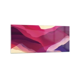 Obraz na szkle - Abstrakcyjne fale w odcieniach purpury i różu na jasnym tle - 120x50cm - Fale purpury - Nowoczesna dekoracja ścienna do salonu i sypialni ARTTOR