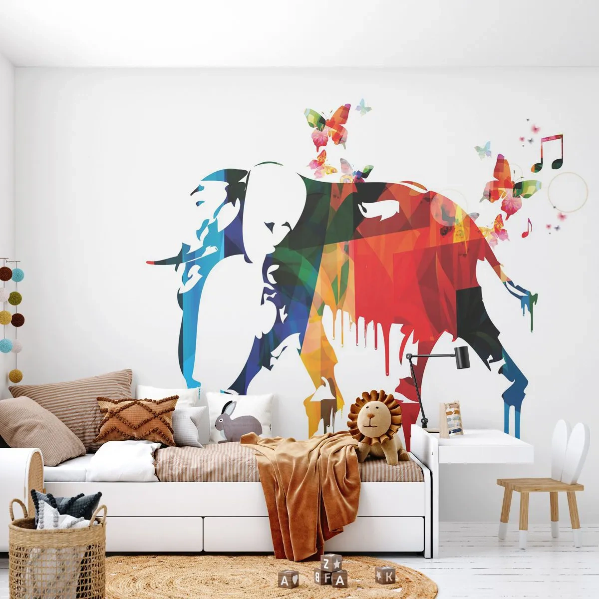 Fototapeta Samoprzylepna Deluxe Sticker - Tańczyć każdy może - Abstrakcja, Słoń, Motyl - 250x175 cm