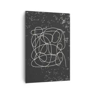 Obraz na płótnie - Abstrakcyjna linia na czarnym tle z drobnymi detalami - 70x100cm - Błądzenie myśli - Nowoczesna dekoracja ścienna do salonu i sypialni ARTTOR