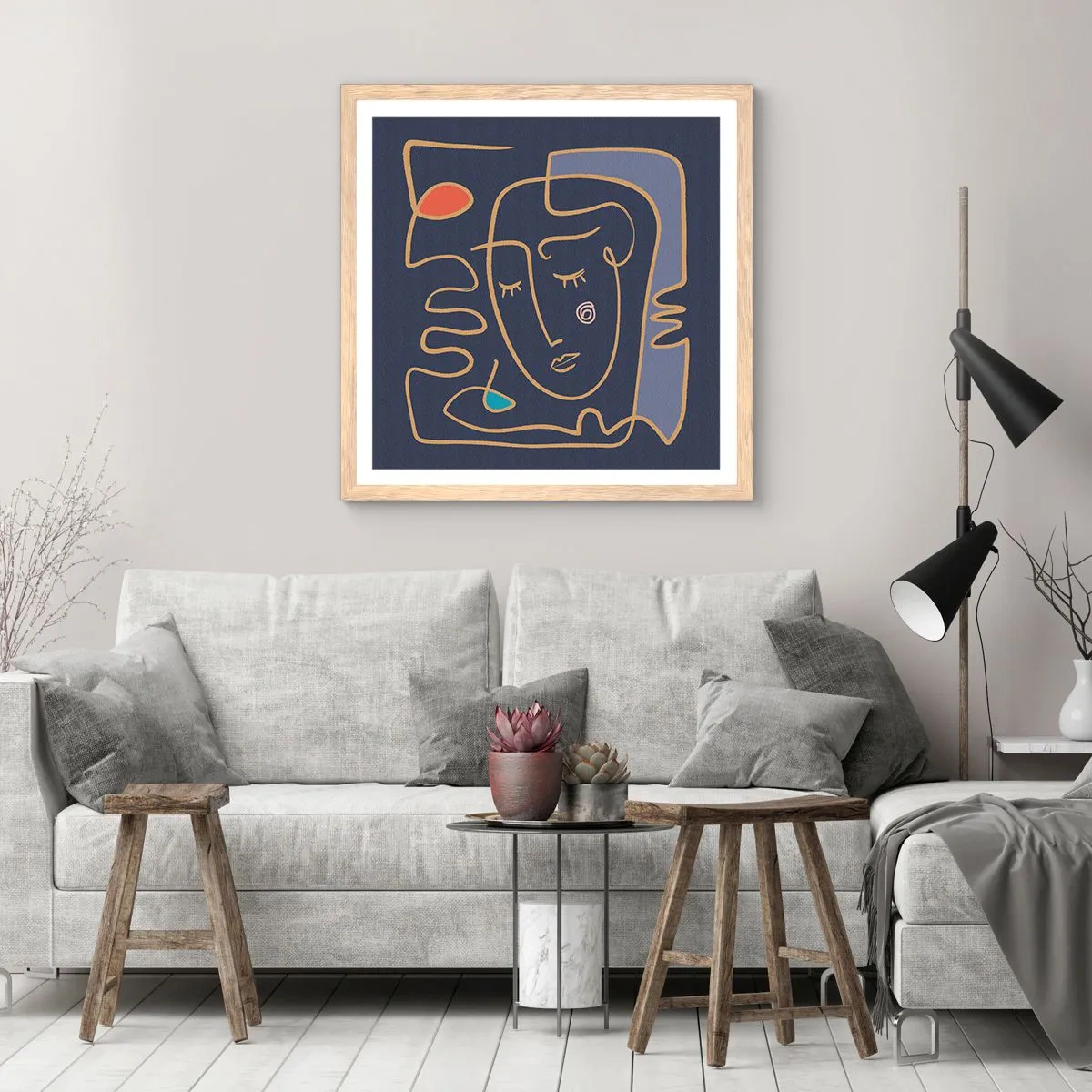 Plakat w ramie jasny dąb - W zamyśleniu - 40x40 cm