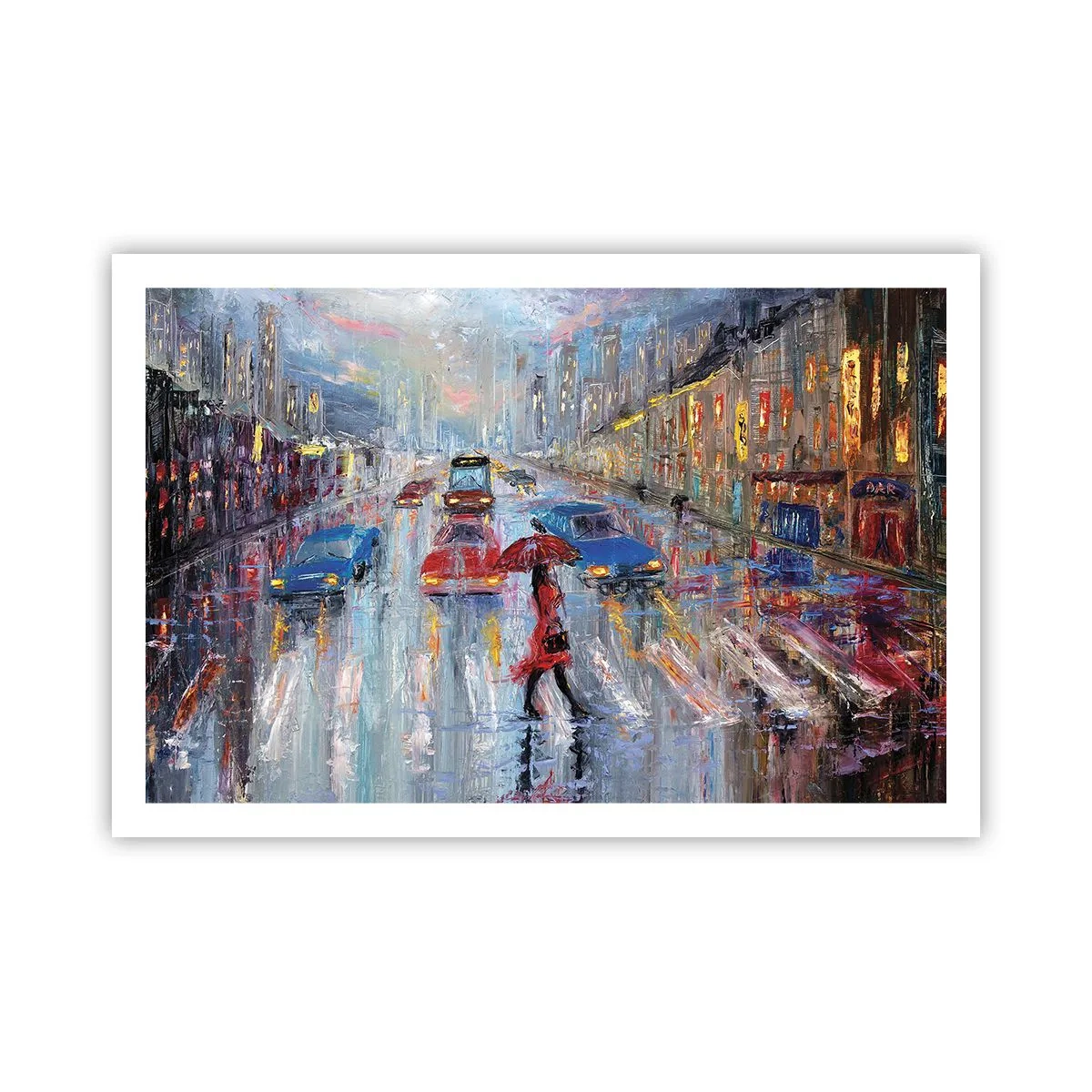 Plakat - Deszczowe popołudnie w mieście - 91x61 cm