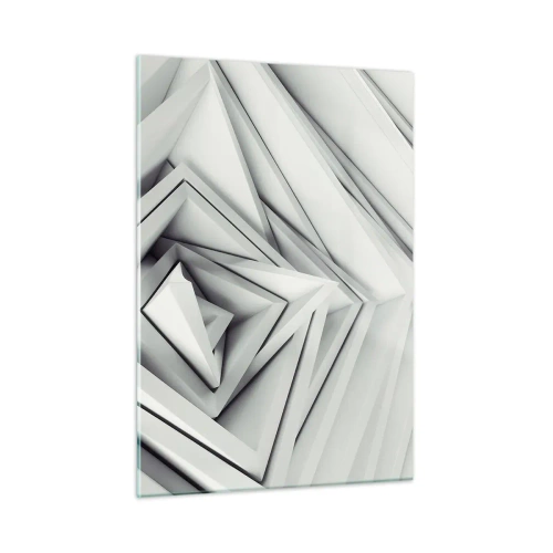 Obraz na szkle - Trójwymiarowe geometryczne formy w odcieniach szarości - 50x70cm - Ostrych kątów pąkowie - Nowoczesna dekoracja ścienna do salonu, kuchni i sypialni ARTTOR