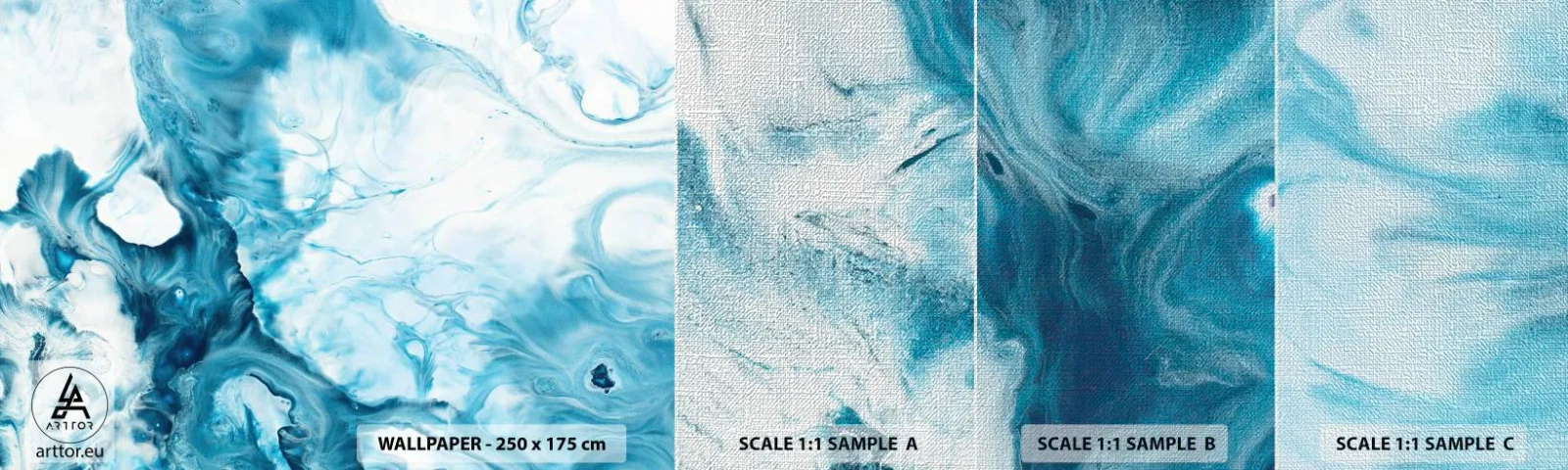 Fototapeta Próbka Premium Canvas - Koncert błękitu - Abstrakcja, Sztuka, Sztuka Nowoczesna - 100x30 cm