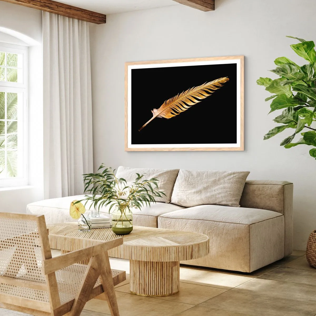 Plakat w ramie jasny dąb - Nie lada piórem opatrzony… - 100x70 cm