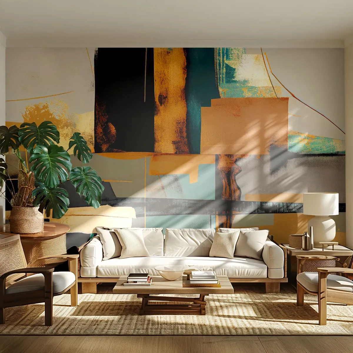 Fototapeta Premium Canvas - Abstrakcja – światło i cień - Abstrakcja, Nowoczesny, Sztuka - 250x175 cm
