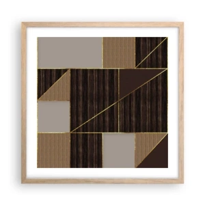 Plakat w ramie jasny dąb - Mozaika brązów i złota - 50x50 cm